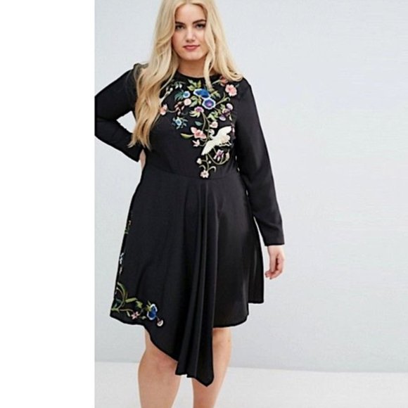 ASOS Curve Dresses & Skirts - ASOS Curve Embroidered Hi Lo Skater Dress- NWT